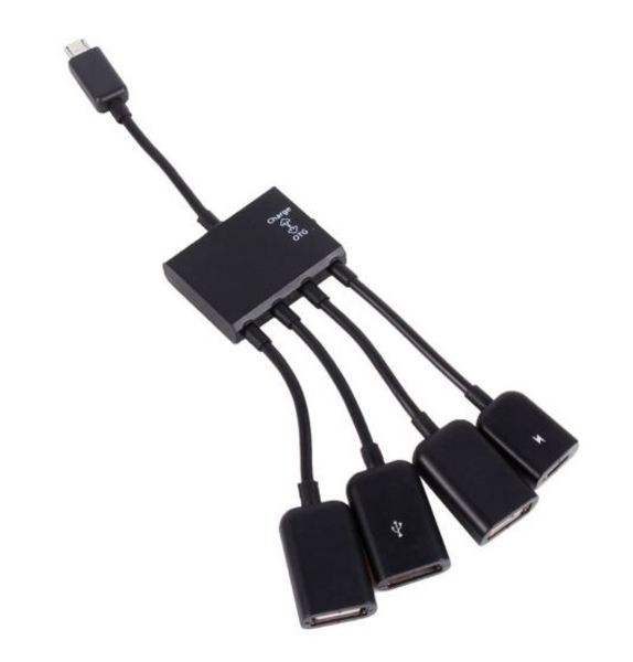 Хаб USB OTG Lapara 3 порта USB 2.0 + 1 порт MicroUSB мультифункц. для смартфонов и планшетов черный