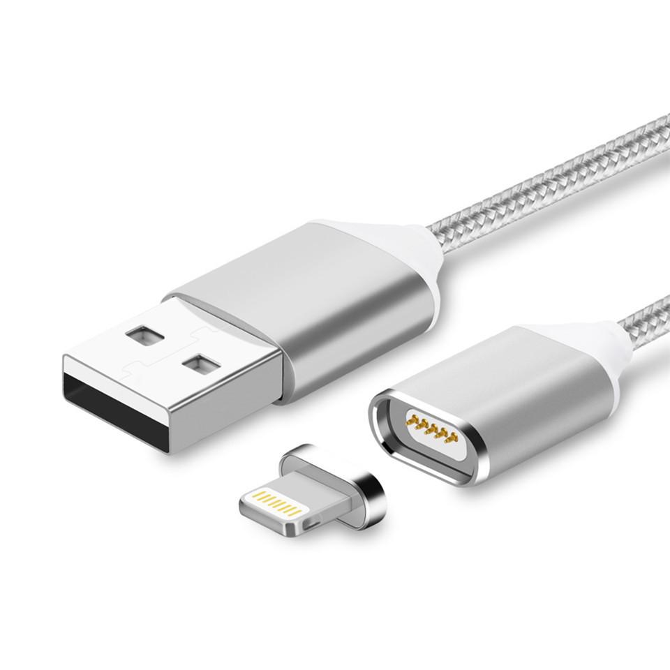 Магнитный кабель USB 2.0/Lighting, 1m, 2А, Silver, Blister [13190]