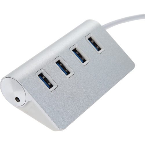Хаб USB 3.0 алюминиевый, 4 порта, 20 см, заряд до 900mAh, поддержка до 2TB [8642]