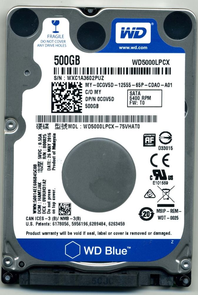 Жесткий диск WD 2,5&quot; 500GB 5400rpm SATAIII 16MB WD Scorpio Blue [WD5000LPCX]