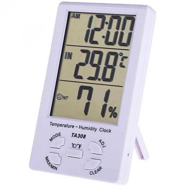 Термометр, гигрометр, часы TA308 White