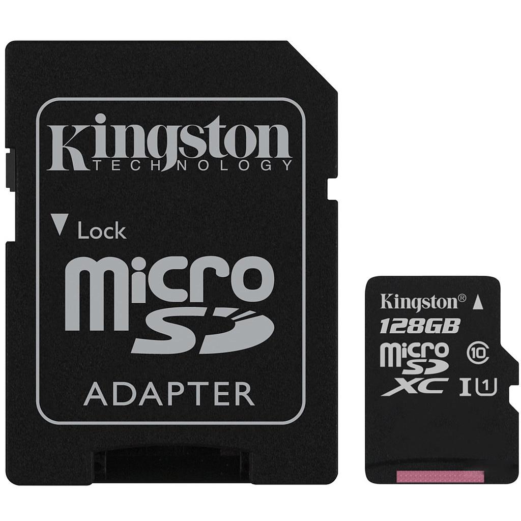 Карта памяти MicroSDXC 128GB UHS-I Class 10 Kingston Canvas Select Plus R100MB/s + SD-адаптер [SDCS2/128GB]