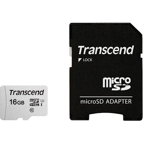 Карта пам'яті MicroSDHC 16GB UHS-I Class 10 Transcend 300S + SD-adapter [TS16GUSD300S-A]
