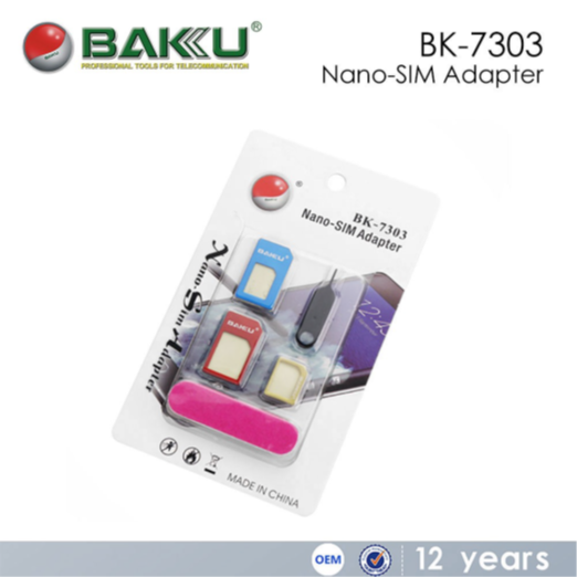 Набір перехідників для SIM карт BAKKU BK-7303, micro-sim, nano-sim, Aluminium alloy [BK-7303]