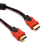 Кабель HDMI-HDMI 1,5m, v1.4, OD-7.4mm, 2 фильтра, оплетка Black/RED [951]