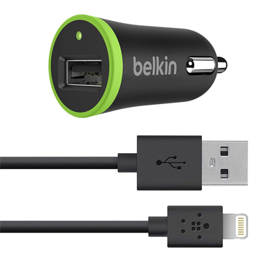 Набір АЗУ BELKIN 12V-USB, 1-port, 10W, 5-5.5V, 2.1А, USB-lighting, Black