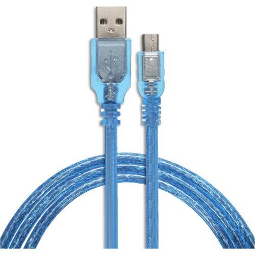Кабель USB 2.0 (AM/Miсro 5 pin) 3м, прозрачный синий [2140]