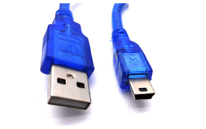 Кабель USB 2.0 RITAR (AM/Mini 5 pin) 0,3м, синий прозрачный [AM]