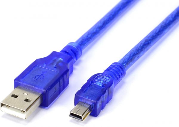 Кабель USB 2.0 RITAR (AM/Mini 5 pin) 0,5м, синий прозрачный [AM/Mini 5 pin]