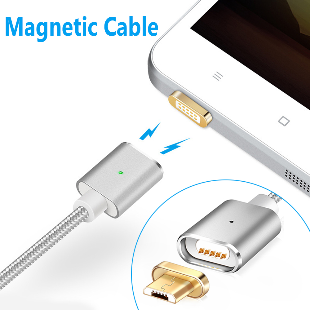 Магнитный кабель USB 2.0/Micro, 1m, 2А, индикатор заряда, Silver, Blister [13191]