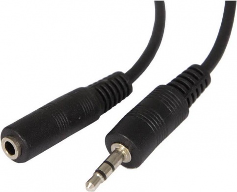 Удлинитель Audio DC3.5 папа-мама 1.0м, ССА Stereo Jack, (круглый) Black cable, Пакет [7918]