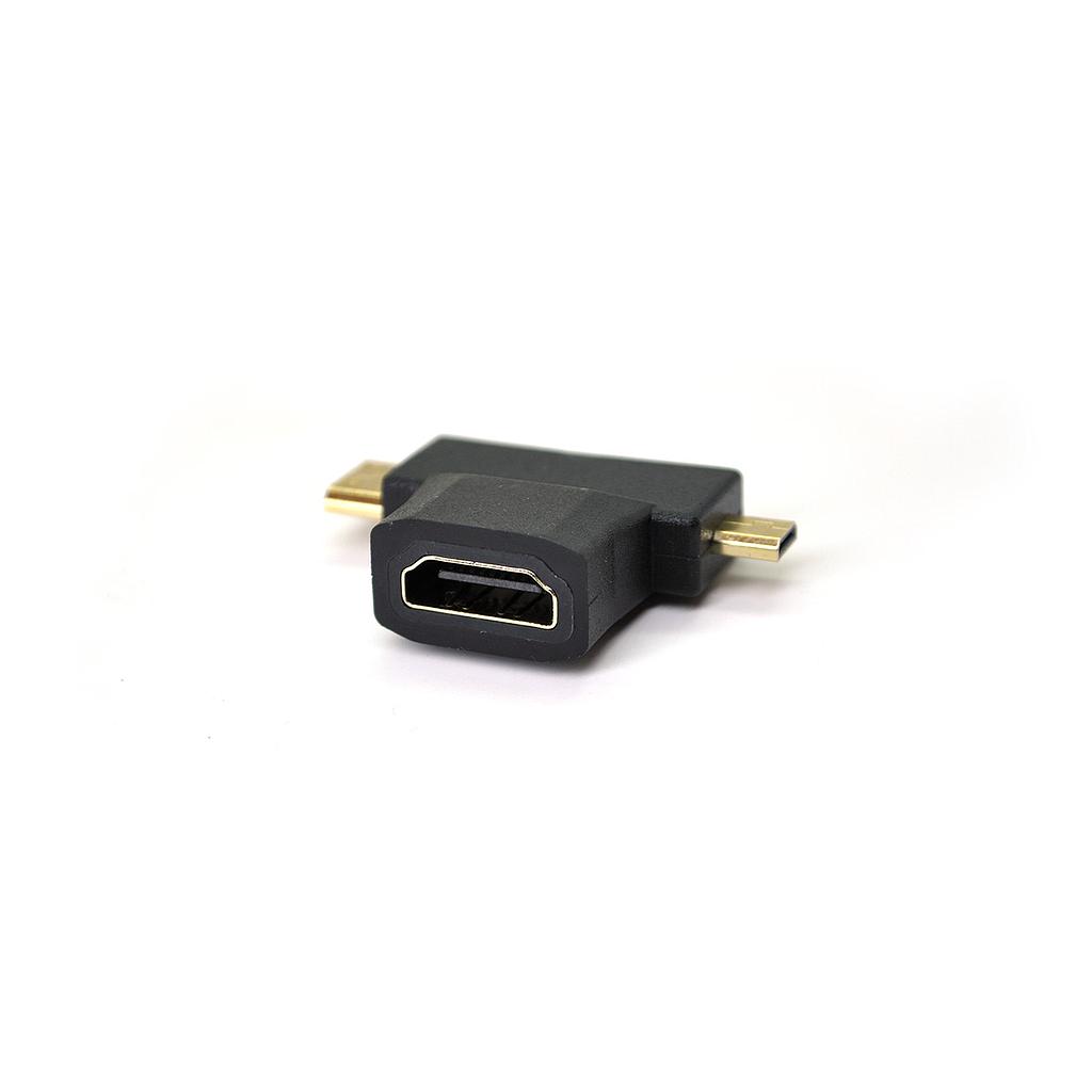 Перехідник mini HDMI(папа)-micro HDMI(папа)-HDMI(мама) [2408]