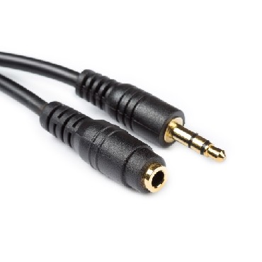 Удлинитель Audio DC3.5 папа-мама 1.5м, GOLD Stereo Jack, (круглый) Black cable, Пакет Q500 [853]