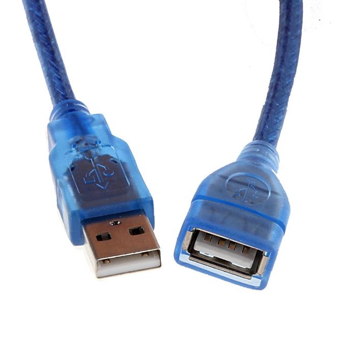 Удлинитель USB 2.0 AM/AF, 3.0m, 1 феррит, прозрачный синий Q200 [2107]