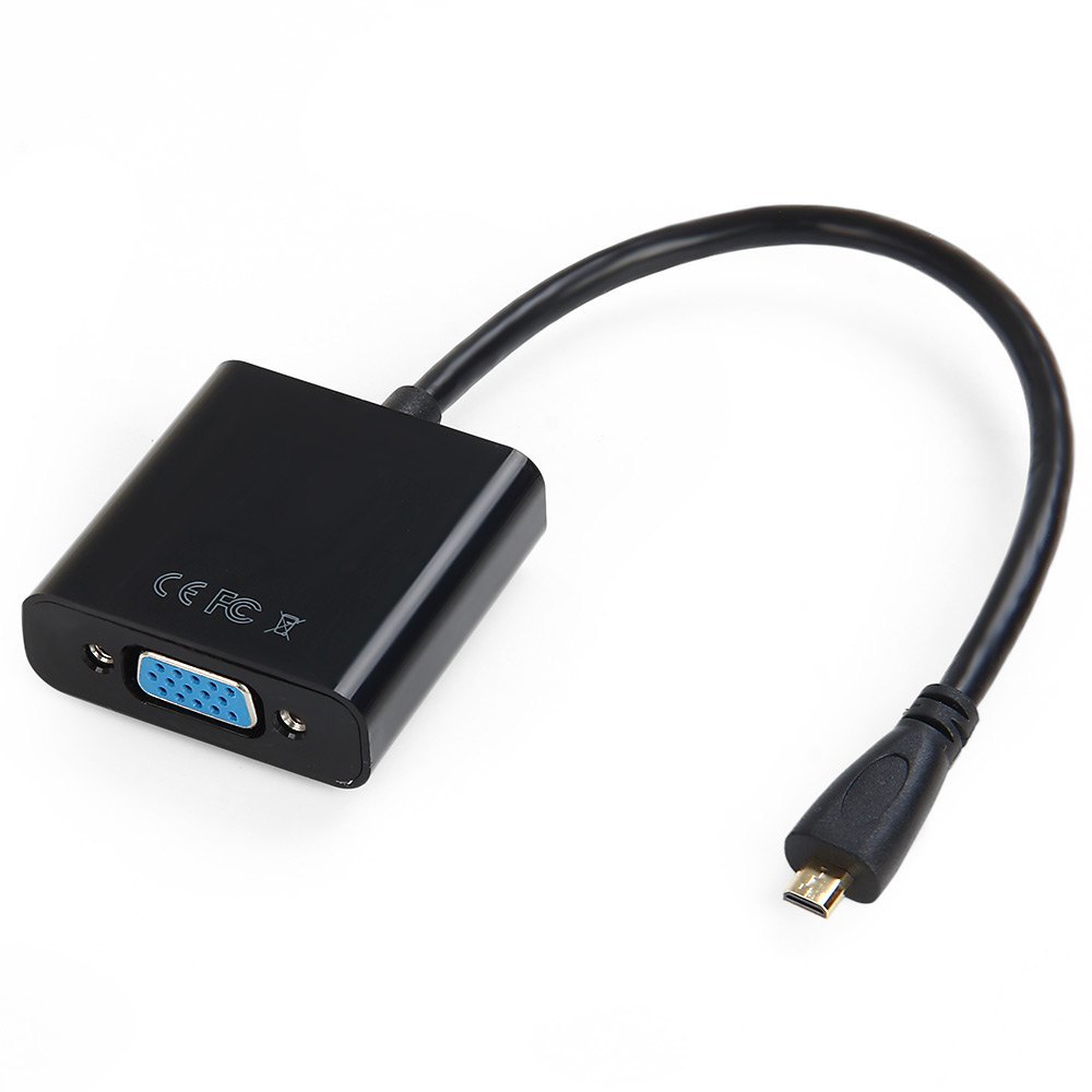 Конвертер micro HDMI (папа) на VGA(мама) 30cm, Black, 4K/2K, Пакет + Audio [3419]