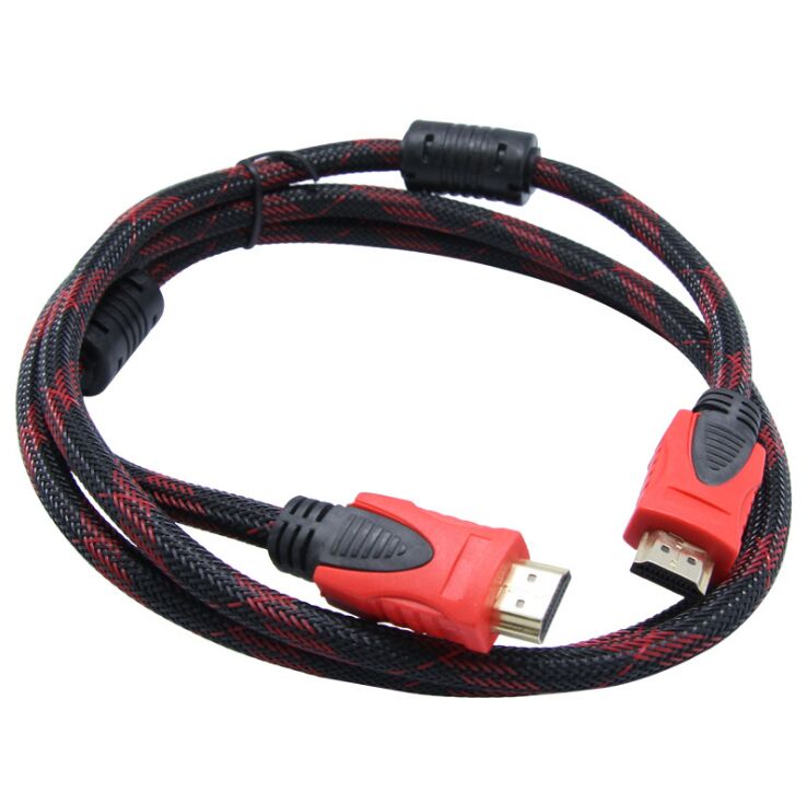 Кабель HDMI-HDMI 15m, v1.4, OD-7.4mm, 2 фильтра, оплетка, круглый Black/RED, коннектор RED/Black, (Пакет) Q35 [261]