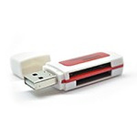 Кардридер универсальный 4в1 MERLION CRD-4BL TF/Micro SD, USB2.0, Red [CRD-4BL]