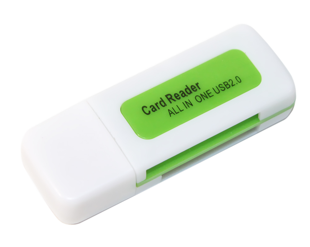 Кардридер универсальный 4в1 MERLION CRD-5GR TF/Micro SD, USB2.0, Green [CRD-5GR]