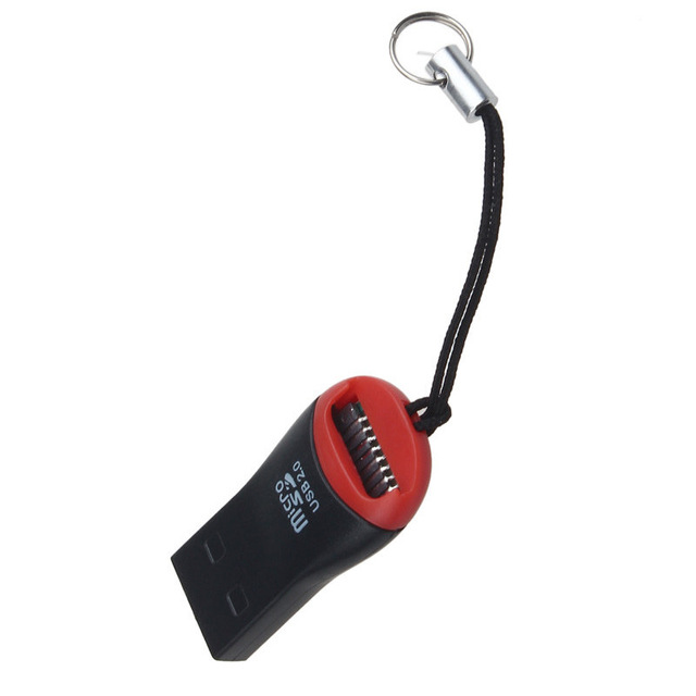 Кардрідер зовнішній USB 2.0, формат MicroSD, пластик, Black/Red [6259]