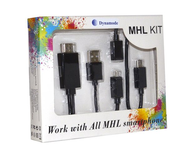 Адаптер Dynamode MHL Micro USB 5Pin &amp; 11Pin to HDMI 1080P для всех Android-смартфонов, планшетов [MHL-HDMI-UNI black]