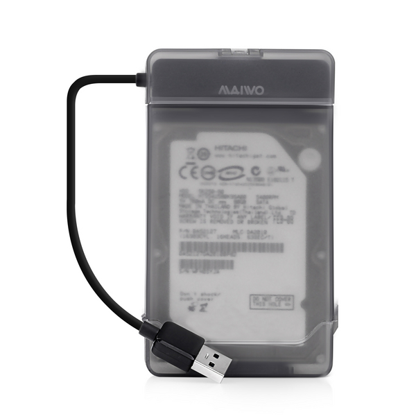 Адаптер подключения HDD 2,5&quot; SATA/SSD к порту USB3.0 + контейнер Maiwo защитный для HDD 2,5&quot;, черный [K104-U3S black]
