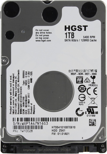 Жесткий диск внутренний Hitachi 2,5 1ТБ SATA 128MB 5400 об/мин [HTS541010B7E610]