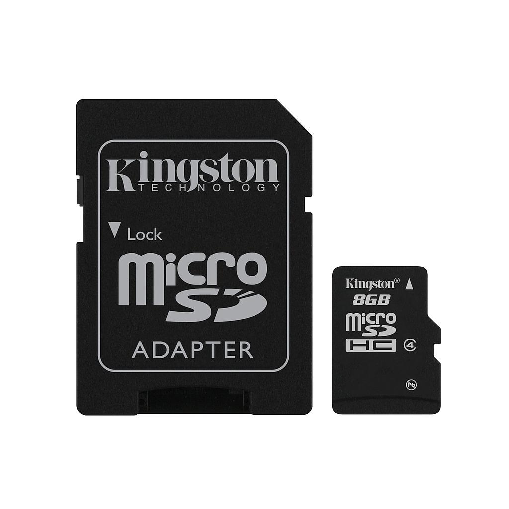 Карта пам'яті Kingston microSDHC 8GB Class4 + adapter [SDC4/8GB]
