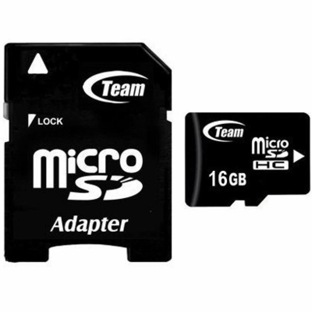 Карта пам'яті Team microSDHC 16GB Class10 + adapter [TUSDH16GCL1003]