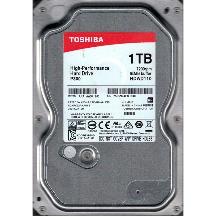 Жорсткий диск Toshiba, 3.5, 1.0TB, 7200 RPM, 64MB [HDWD110UZSVA]