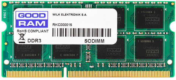 Оперативная память для ноутбука SoDIMM DDR3 4GB 1600 MHz GOODRAM [GR1600S364L11S/4G]