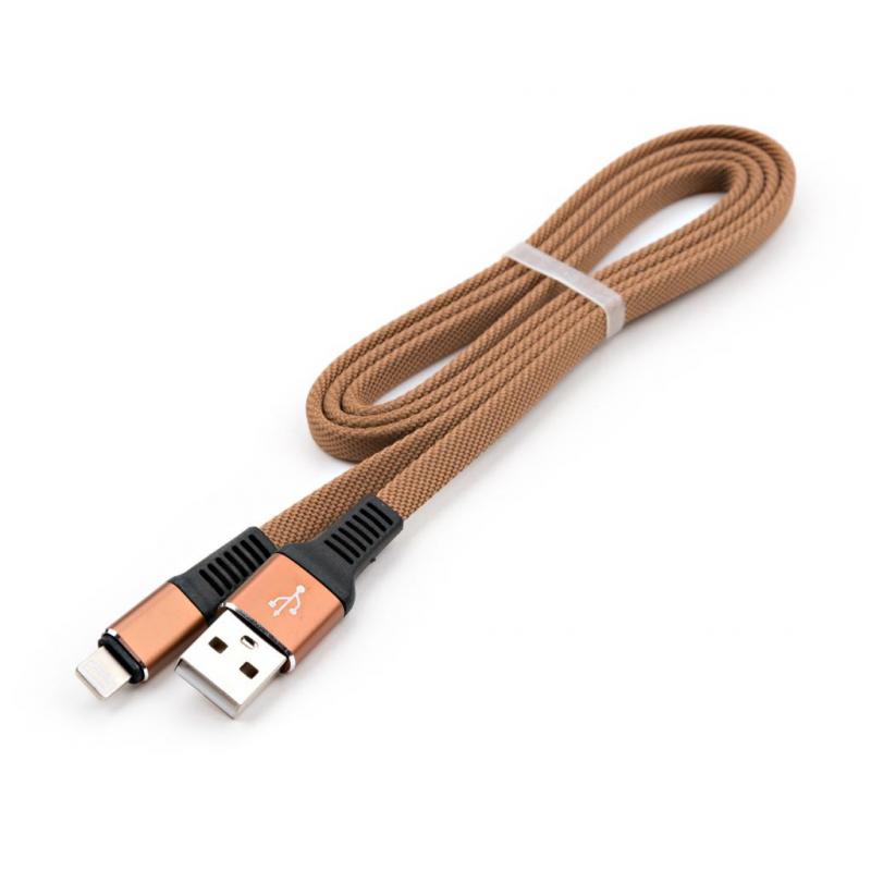 Дата кабель USB 2.0 AM to Lightning 1m flat nylon brown Vinga (VCPDCLFNB1BR)