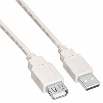 Кабель ATcom удлинитель USB2.0 AM/AF 5.0 м. 2 ferrite core, белый (4717)