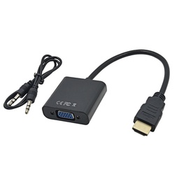 [001905] Конвертер HDMI (папа) на VGA(мама) 10cm, Black, 4K/2K + AUDIO