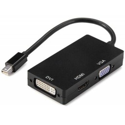 [001986] Конвертер mini Display Port (папа) на HDMI/VGA/DVI(мама) 30cm, Black, 4K/2K, Пакет [10313]
