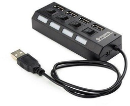 [003827] Хаб USB 2.0 4 порта с переключателями на каждый порт, Black, 480Mbts High Speed, питание от USB [3943]