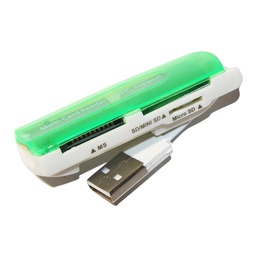 [003878] Кардридер универсальный 4в1 MERLION CRD-7GR TF/Micro SD, USB2.0, Green [CRD-7GR]