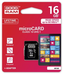 [008223] Карта пам'яті Goodram microSDHC 16GB Class 10 UHS I + adapter