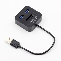 [008632] Хаб USB/MicroUSB OTG Lapara Combo 2 порта USB 2.0 + кард-ридер SD(HC)/MicroSD черный
