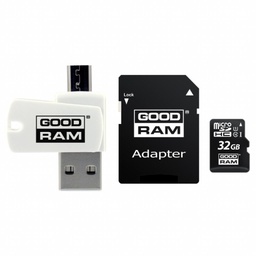 [008669] MicroSDHC 32GB UHS-I Class 10 GOODRAM + SD-adapter + OTG Card reader [M1A4-0320R11]