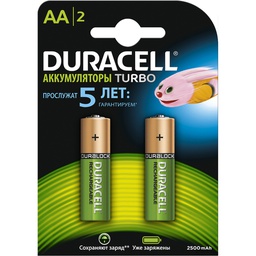 [009143] Аккумуляторы DURACELL HR6 (AA) 2500 mAh упаковка 2 шт. [5000678]
