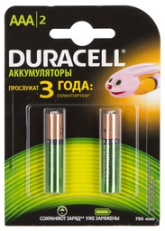 [009250] Аккумуляторы DURACELL HR03 (AAA) 750mAh упаковка 2шт. [5000186]