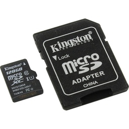 [009338] Карта пам'яті Kingston microSDXC (UHS-1) Canvas Select 128Gb class 10 (R-80MB/s) (adapter SD) [SDCS/128GB]