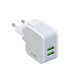[009385] Сетевое зарядное устройство EMY MY-A203, 2 x USB, 5V/12W, Output: 5V/2.4A, White + Micro-Usb Cable
