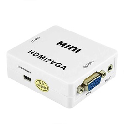 [009386] Конвертер HDMI2VGA, ВХОД HDMI(мама) на ВЫХОД VGA(мама), 720P/1080P, White