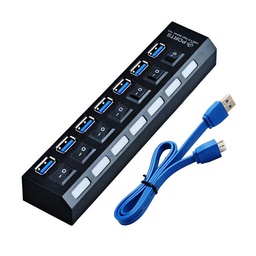 [009390] Хаб USB 3.0 7 портов с переключателями на каждый порт, Black