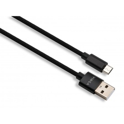 [009975] Кабель USB 2.0 AM to Micro 5P 1m nylon black Vinga (VCPDCMNB1BK)