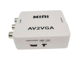 [010171] Конвертер Mini, AV2VGA, ВЫХОД VGA(мама), на ВХОД RCA(мама), White